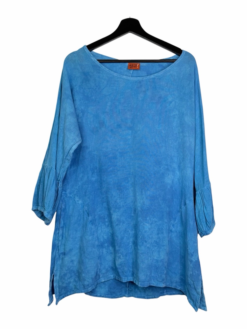 Oh My Gauze Size 1 (S/M) Blue Tunic Top Blouse Cotton Lagenlook Beach Pockets